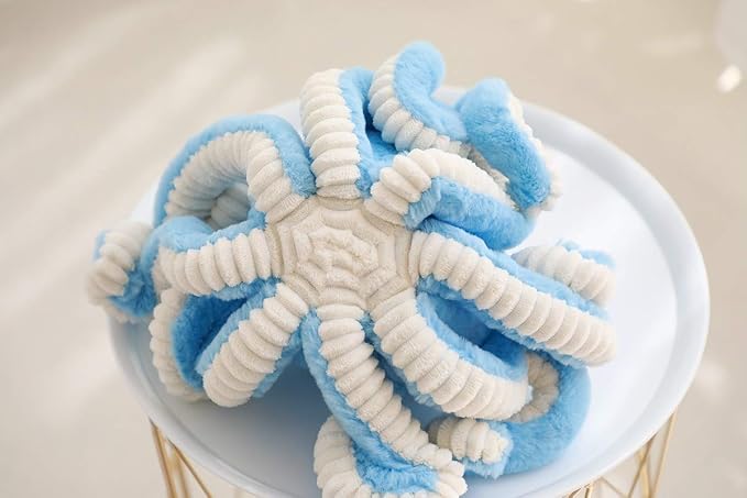 Fluffy Octopus Stuffed Animal Hugging Pillow Plush Toys Doll Blue,31.4Inch | Sweet Smile Face | 8 Springy Tentacles | No Loose Parts | Machine-wash | Safe Polyester Fill | Sturdy Stitched | Ideal Gift