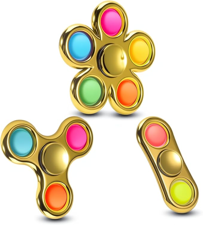 FIGROL 3 Pack Pop Fidget Spinners Stocking Stuffers. Sensory Fidget Toys for Kids, Teens, Boys & Girls