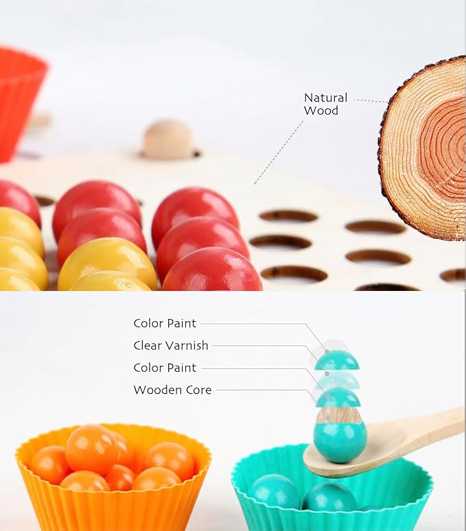 Montessori Sorting and Stacking Toys, Sensory Fine Motor Skills Toy with Color Sorting Balls, Counting & Matching Game, Preschool Learning Educational Toy, Toddler Gift Age 3+