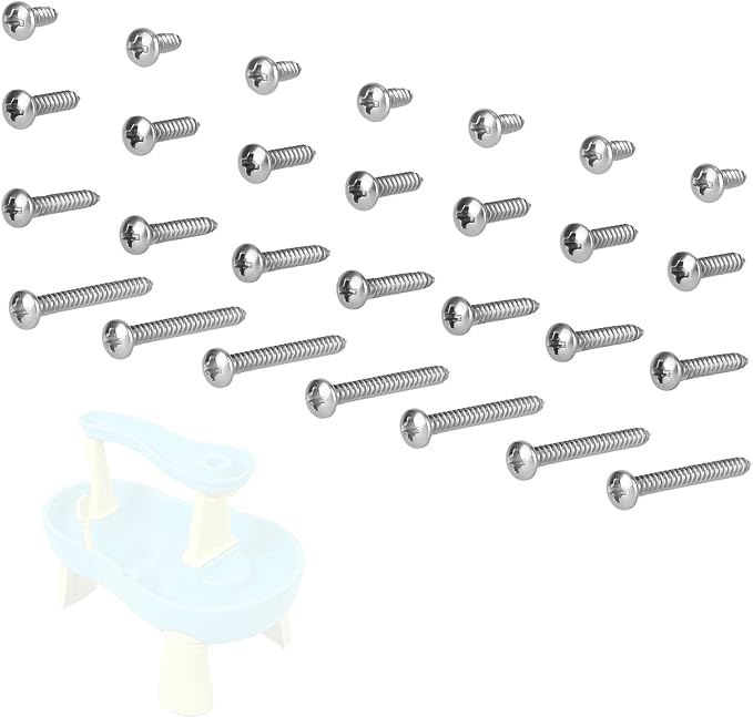 28pcs Replacement Screws Compatible with Step 2 Water Table, Stainless Steel Screw Kit for Aqua Play Accessories Repair Attachments Parts for Outdoor Step2 Water Play Toys