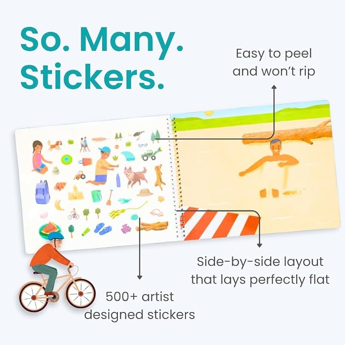 Cupkin Spending Time with Grandpa Coloring & Sticker Book | 500+ Stickers | Spiral-bound kids craft format with 12 scenes, 12 art pages, side-by-side viewing, and an easy-peel design for ages 2–8