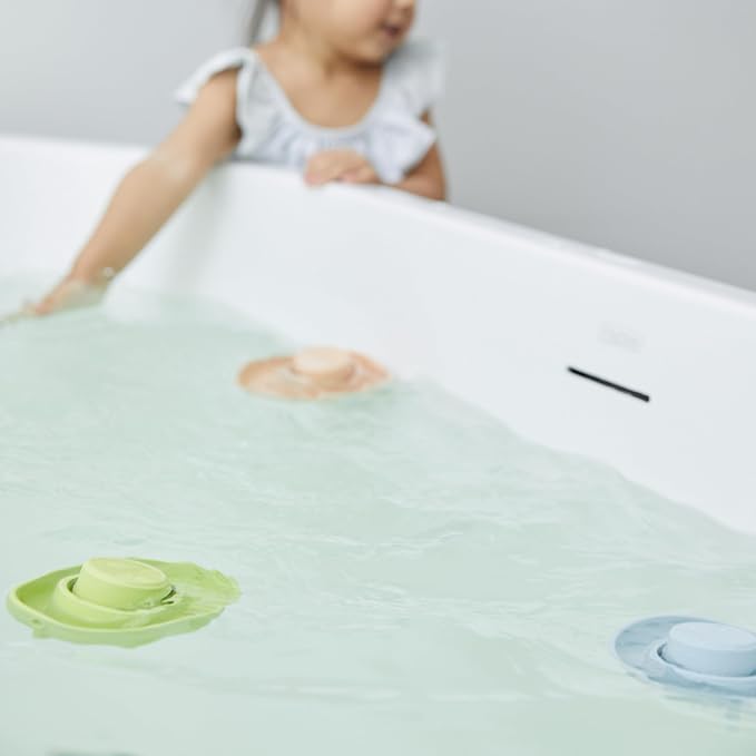 PlanToys® Pastel Green Rubber Convertible Boat Water & Sensory Play Toy | pastel green rubber convertible boat, montessori water bath play, cause effect imagination exploration, floating toy, toddler