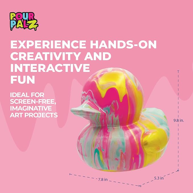 Paint Pour Duck DIY Paint Pouring Art Kit for Kids & Adults, Collectible Duck Figure Craft Set, Paint Your Own DIY Art Activity Kit with Acrylic Paints, Ages 5+, Golden Dream
