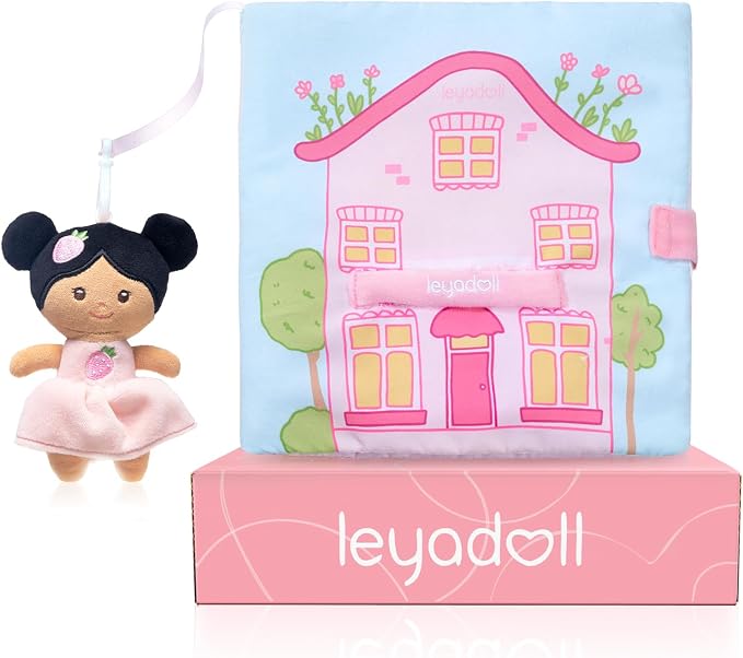 LeyaDoll Montessori Busy Book for Toddlers 1-3, 1 Year Old Girl Gifts | Toddler Airplane Travel Essentials, Crinkle Pages, Fine Motor Skills Toys, Keep Toddlers Busy, Pink Gift Box Included