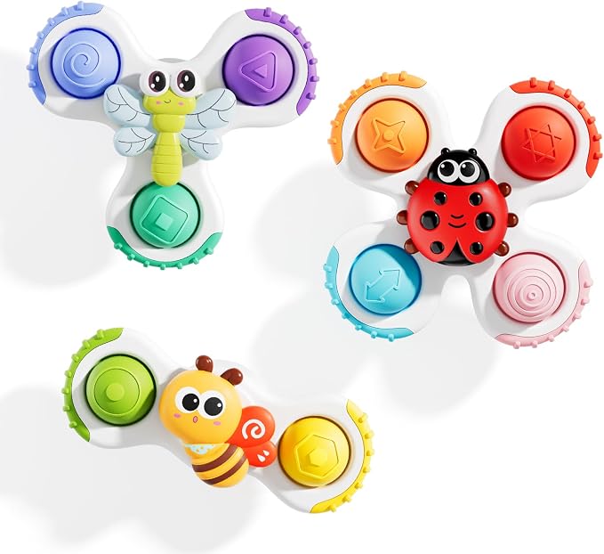 Pop Suction Cup Spinner Airplane Travel Toys for 1 Year Old Boy Girl | Novelty Spinning Tops Infant 12 18 Months,1 2 Year Old Boy Birthday Gift for Toddlers ,Sensory Baby Bath Toy Kids Ages 1-3