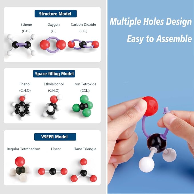 Chemistry Molecular Model Kit (136 Pcs) for Student and Teacher,Organic and Inorganic Chemistry Learning Set,Motivate Enthusiasm for Learning Chemistry and Raising Space Imagination