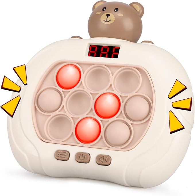 GAPER GO Pop Game Light Up Fidget Toy for Kids 5-7 8-12, Handheld Puzzle Game Sensory Toys with LED Screen, Christmas Toys Gifts for 3-12 Year Old Boys Girls (Bear)