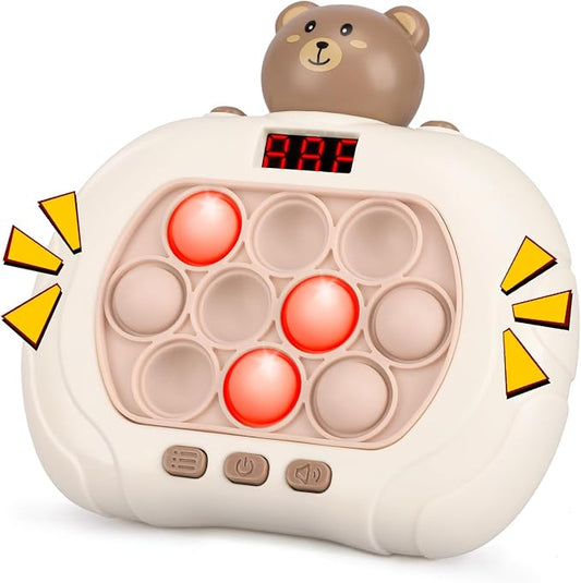 GAPER GO Pop Game Light Up Fidget Toy for Kids 5-7 8-12, Handheld Puzzle Game Sensory Toys with LED Screen, Christmas Toys Gifts for 3-12 Year Old Boys Girls (Bear)