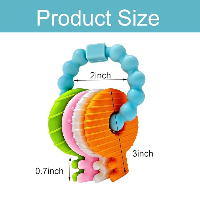 YAPROMO Baby Silicone Teething Keys Toy, Cute Key Ring Shape Chew Toy, Perfect First Easter Basket Stuffers for Babies 3-18 Months