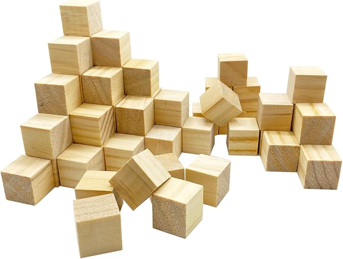 MUXGOA Wooden Cubes,Pack of 100 Unfinished Wood Blocks for Crafting,3/4inch Wood Square Blocks for Crafts Making & DIY Projects & Decor