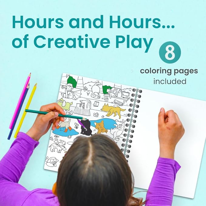 Cupkin Dog Coloring & Sticker Activity Book | 300+ Stickers | Spiral-bound kids craft format with 8 scenes, 8 art pages, side-by-side viewing, and an easy-peel design for ages 2–8