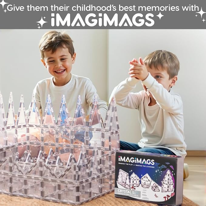 Clear Magnetic Tiles, 38-Piece Multi-Shape Crystal Set | Age 3+ | transparent blocks, light table toys, scratch-resistant, strong magnets