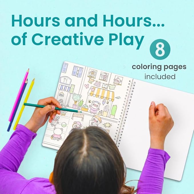 Cupkin Panda Coloring & Sticker Activity Book | 300+ Stickers | Spiral-bound kids craft format with 8 scenes, 8 art pages, side-by-side viewing, and an easy-peel design for ages 2–8