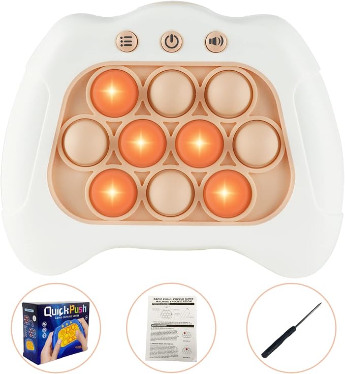 Intoypad Handheld Speed Push Pop Game Fun Sensory Fidget Toy for Kids White | A Fun Multiplayer Game Sensory Fidget ADHD Toys Birthday Gifts for 6 7 8 9 10 11 12 Years Old Kids Road Trip Travel Car Games