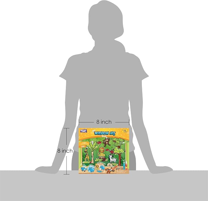 Imagimake Window Art - Jungle, DIY Mess-Free 16 Pieces Suncatcher Kit | Stained Glass Painting Craft Activity for Kids, Birthday Gift for Boys & Girls Ages 5,6,7,8,9,10,12 Years Old