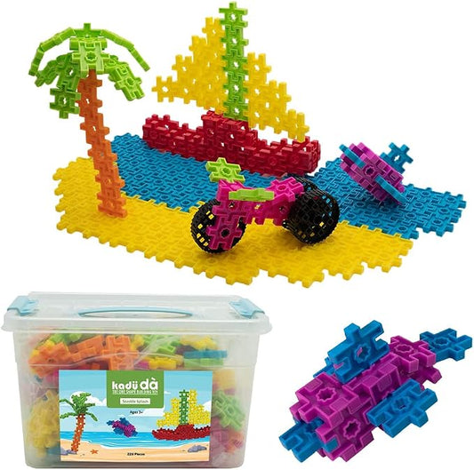 KADÜ DA Age 3+ Seaside Splash 226 Piece Kids Beginning Building Block Toy | Creative Mini STEM Sensory Construction Puzzle - Open Ended Play Gift Boys + Girls - Classroom Homeschool Manipulatives