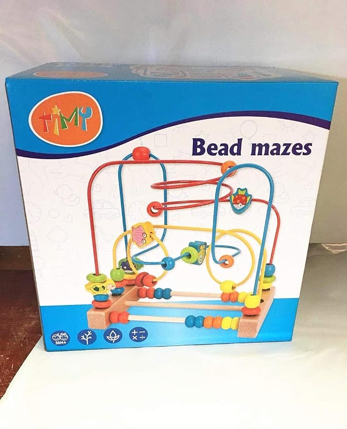 Timy First Bead Maze Roller Coaster | Wooden Educational Circle Toy for Toddlers