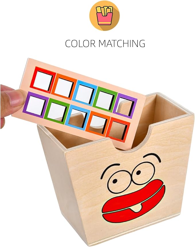 Wooden French Fries Sorting & Stacking Toys, Montessori Toys for 3+ Year Old, Preschool Educational Toys to Develop Fine Motor Skills
