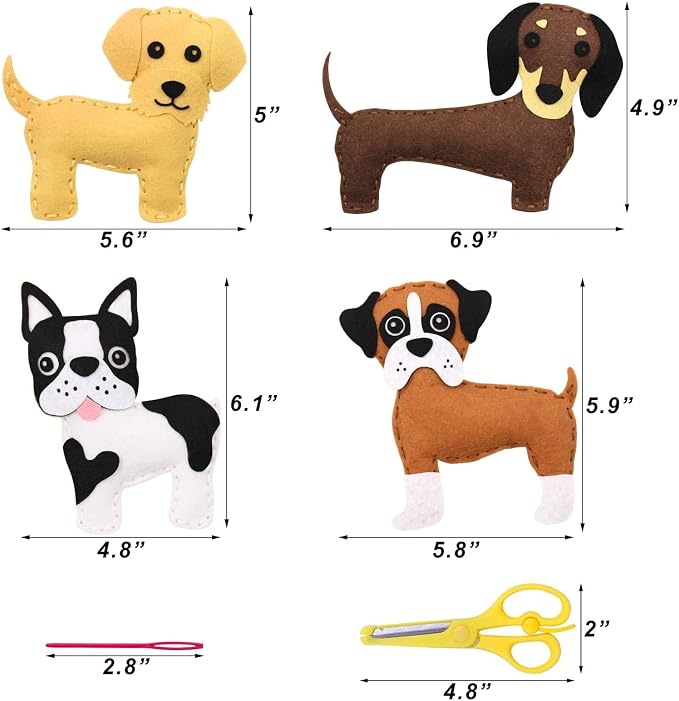 Puppy Sewing Kit for Kids –Fun Plush Toy Sewing for Girls & Boys – DIY Felt Craft Gift Set Ages 7 8 9 10 11 12