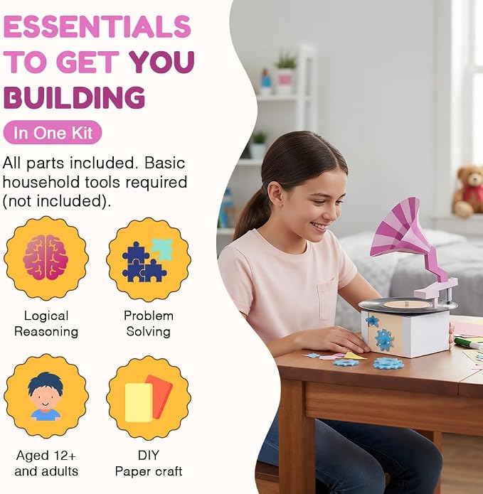 Go On Make Me - Animated Paper Craft Kit for Kids and Adults - Screenless STEM Activity - Build Your Own Moving Model (Turntable)