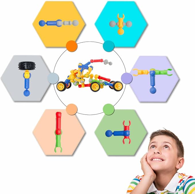 SHUNLAM Building Toys for Kids, 110 Pcs STEM Toys for Boys and Girls, Interlocking Playset for Age 3+, Kids Creative Kit (110 PCS)