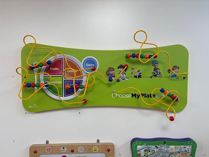 Wire & Bead Maze Activity Wall – Wall Busy Board for 24+ Months Old – Easy-to-Clean Bead Puzzle for Playrooms, Daycares, Classrooms, & Waiting Rooms – No Batteries or Loose Parts – MyPlate