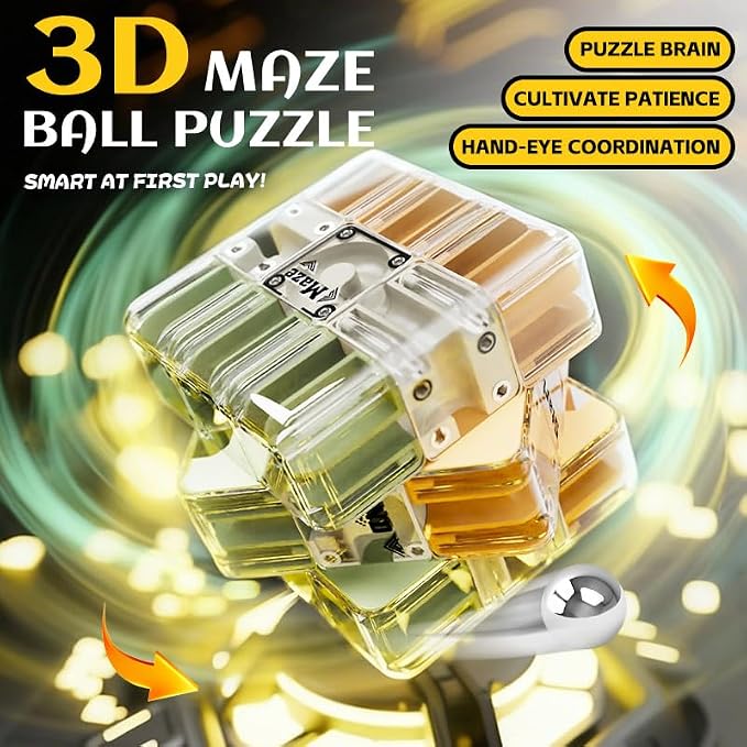 3D Puzzle Cube, Color Matching Game for Kids Ages 5-12, Educational Sensory Toys Gift for Boys Girls Adults (5 6 7 8 9+ Years Old) (Yellow)