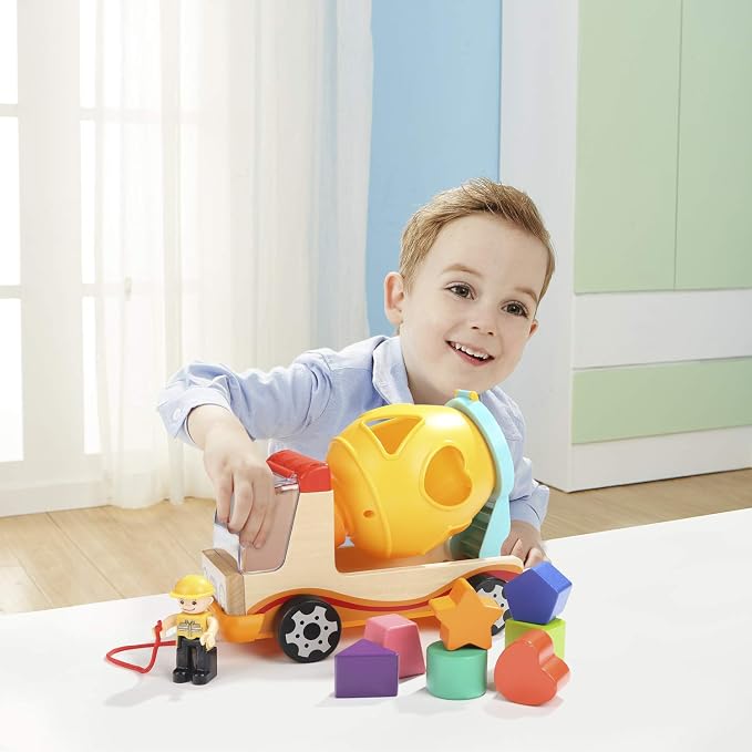 TOP BRIGHT Wooden Shape Sorter Toys for Toddlers Learning Sort and Match for 2 Year Old | 7 Wooden Blocks, Shape sorter truck, Color and shape matching, Hands-on learning for toddlers 2+