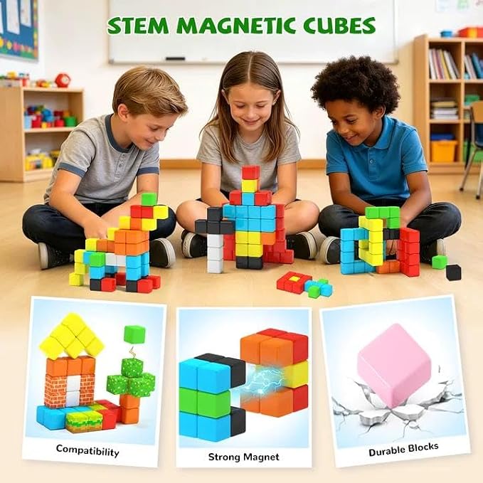 Hiwawind 40pcs Magnetic Blocks -Ideal Gifts for 3 4 5 6 Year Old,STEM Learning Toys for 3-5 Year Old Boys & Girls, Safe & Strong Building Blocks with ASMR Sounds,Classroom Must Haves
