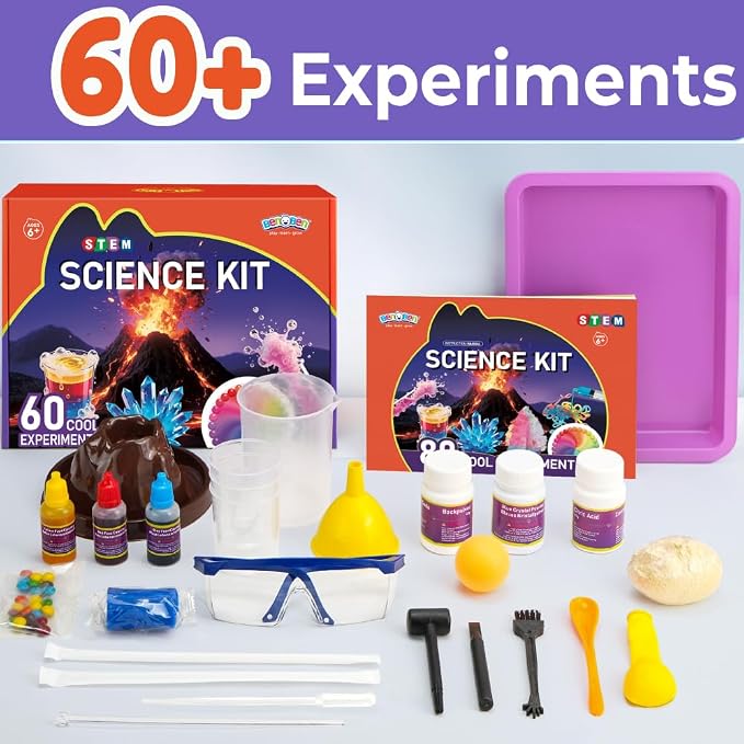 BenBen Science Kit for Kids Age 6-8, 60 Starter Experiments,Birthday Gift | STEM Toy for Boys Girls, Homeschool Classroom Education, Family Group Screen-free Learning Activity, Back to School Gift