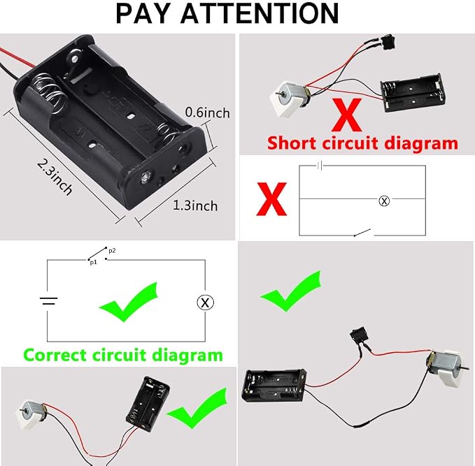 Sntieecr 6 Set DC Motors Kit, Mini Electric Motor 3V 15000RPM | with 66 PCS Plastic Gears, AA Battery Holder Case, Motor Bracket,Shaft Propeller, Rocker Switch for DIY Toys Science Project