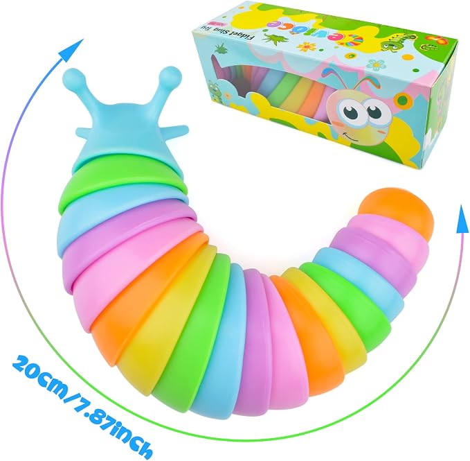 Cevioce Sensory Slug Fidget Toys, Fidget Slug Toys for Adult & Kid Party Favors, 1 PC Cute Autism Sensory Toys for Autistic Children, Travel Toys for 3+ Easter Basket Stuffers Gifts for Toddler Kids