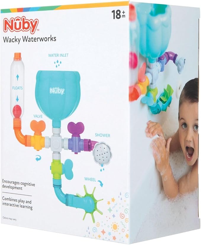 Nuby Wacky Waterworks Pipes Bath Toy - Baby Bathtub Toy with Interactive Features for Cognitive Development