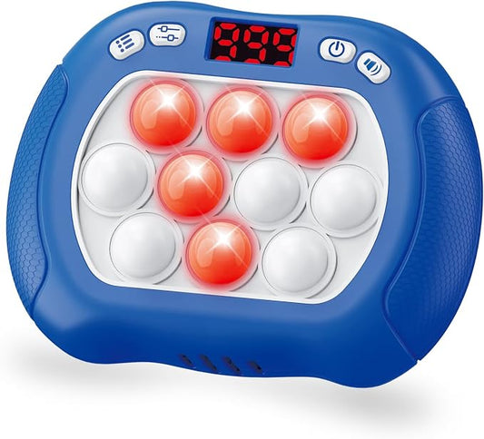Intoypad Quick Push Pop Game Light Up Fidget Toy for Kids Blue | 6 Modes LED Screen Quick Push Pop Game Controller Electric Fidget Popper Game Bubble Game Birthday Gifts Toys for Kids Boys