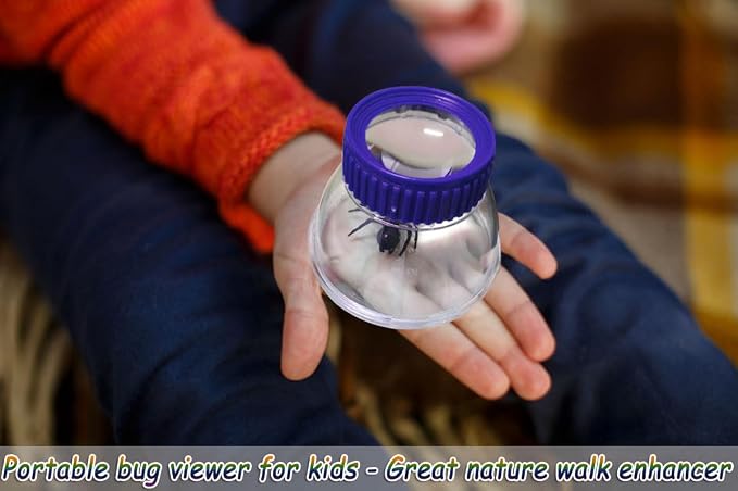 5X Magnifier Bug Viewer, Bugs Habitat Magnifying Bug Jar for Kids | Built-in 8 Air Holes 7cm Ruler with 2 Plastic Tweezers, Bug Catcher Kit for Kids Science Education Nature Exploration