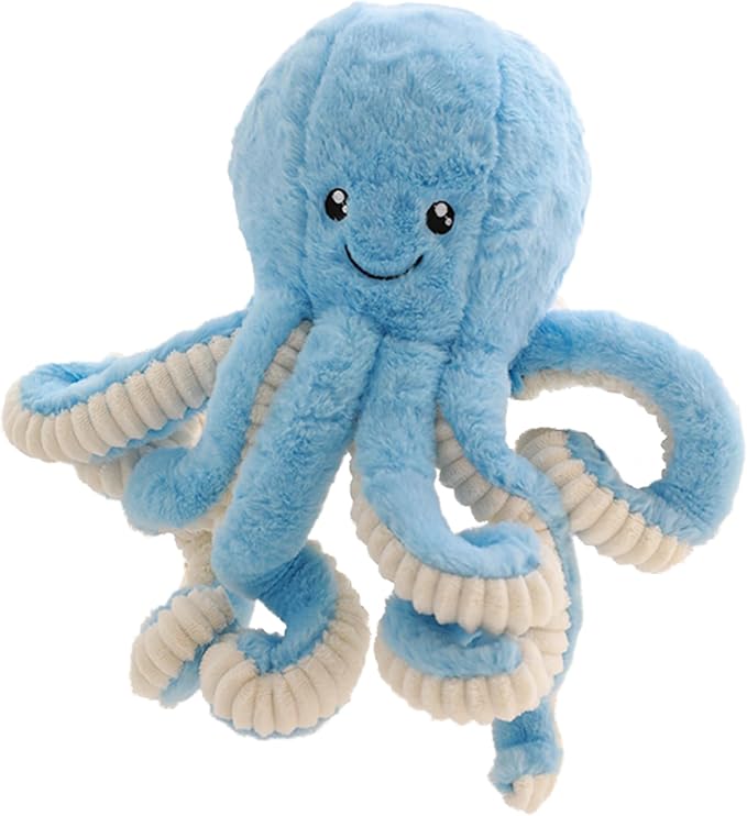 Fluffy Octopus Stuffed Animal Hugging Pillow Plush Toys Doll Blue,15.7Inch | Sweet Smile Face | 8 Springy Tentacles | No Loose Parts | Machine-wash | Safe Polyester Fill | Sturdy Stitched | Ideal Gift