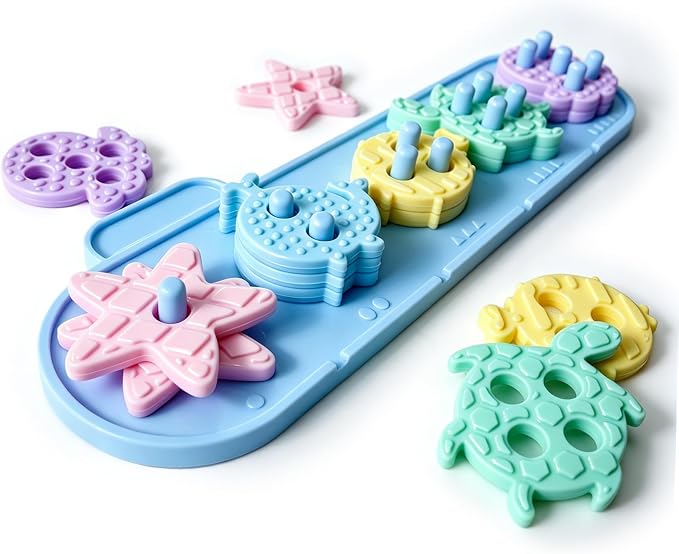 Montessori Toys for 1+ Year Old, Silicone Baby Stacking Shape Color Sorting Toys for Toddlers 1-3, Preschool Learning Activities Toddler Games, 1 2 3 Year Old Girls Boys Birthday Gifts