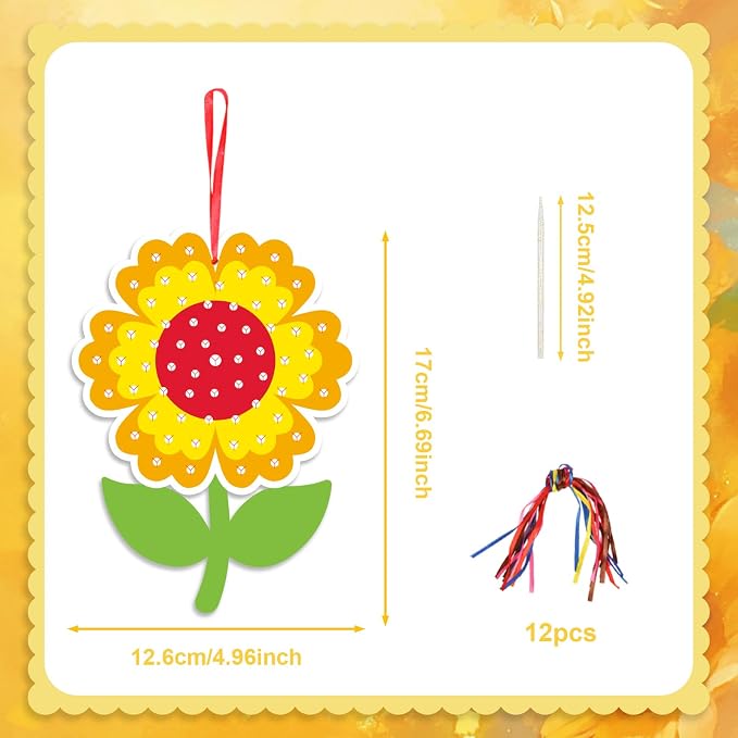 Fennoral 24 Pack Sunflower Craft Kit for Kids Make You Own Sunflower Poke in Art and Crafts DIY for Boys Girls Classroom Activities Spring Summer Birthday Party Decoration