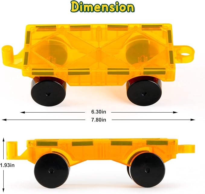 Bmag 4 PCS Magnetic Tiles Car Base Accessories, Compatible with Most Standard Magnetic Building Tiles, Sealed Magnet Car Bases, STEM Building Expansion Kit for Kids Aged 3+