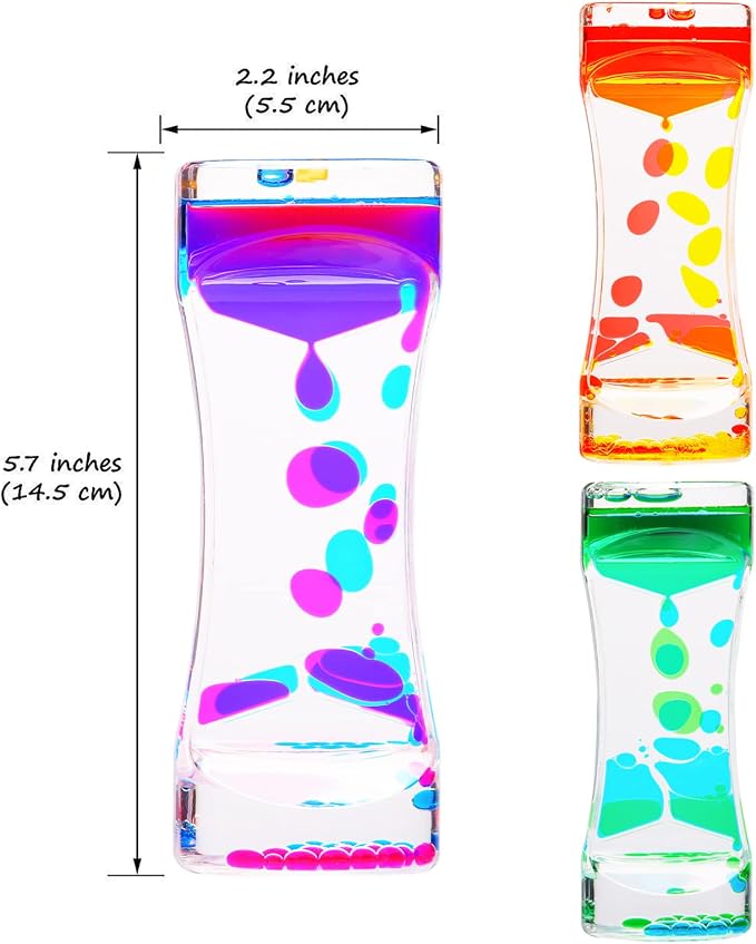 Liquid Motion Bubbler - 3 Pack Kids and Adults Sensory Toys | Water Timers Fidget Toys Sensory Play - Colorful Hourglass for Home Office Desk Decor Fidget Tubes