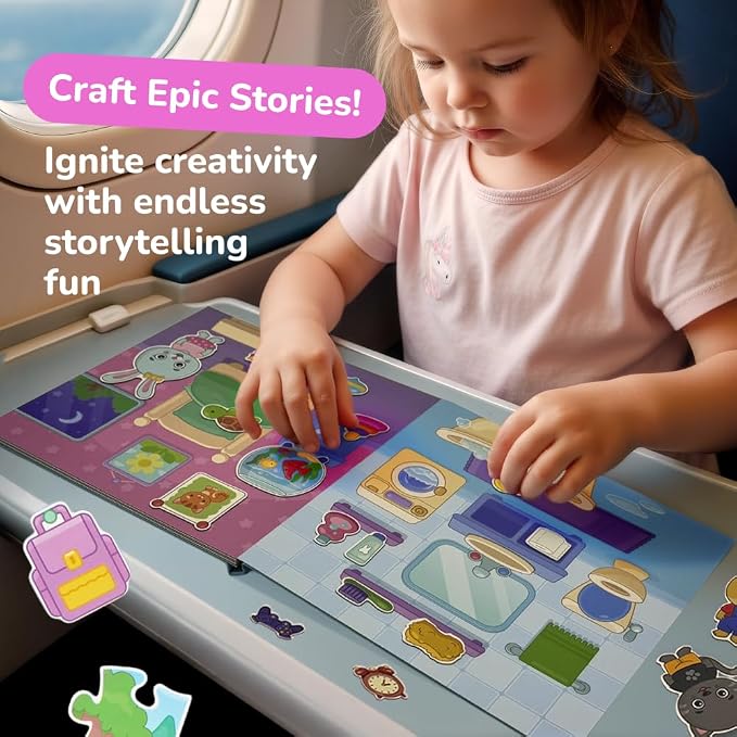 Busy Book for Toddlers 1-3 - Magnetic Pretend Play Activity Book, Montessori Interactive Storytelling Playset for Preschoolers