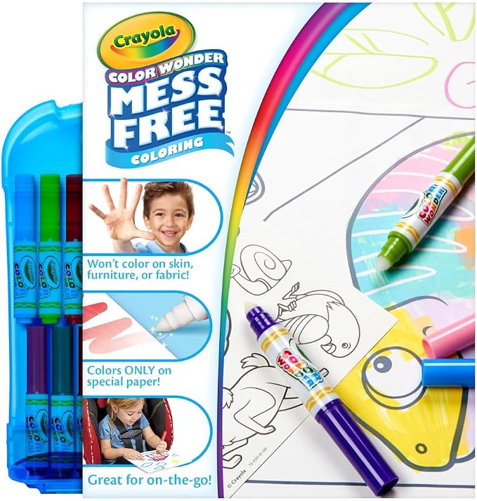 Crayola Color Wonder Mess Free Coloring Kit (50+ Pcs), Toddler Art Set, Mess Free Markers & Coloring Pages, Toddler Travel Activity, Gifts, 3+