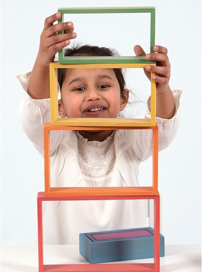 TickiT - 73414 Wooden Rainbow Architect Rectangles - Nesting Puzzle - Stacking Blocks for Ages 12M+