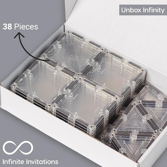 Clear Magnetic Tiles, 38-Piece Multi-Shape Crystal Set | Age 3+ | transparent blocks, light table toys, scratch-resistant, strong magnets