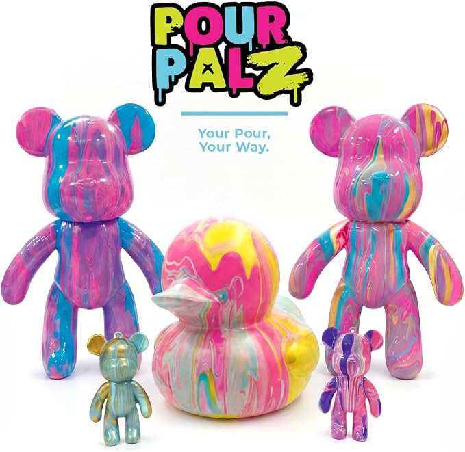 Paint Pour Duck DIY Paint Pouring Art Kit for Kids & Adults, Collectible Duck Figure Craft Set, Paint Your Own DIY Art Activity Kit with Acrylic Paints, Ages 5+, Golden Dream