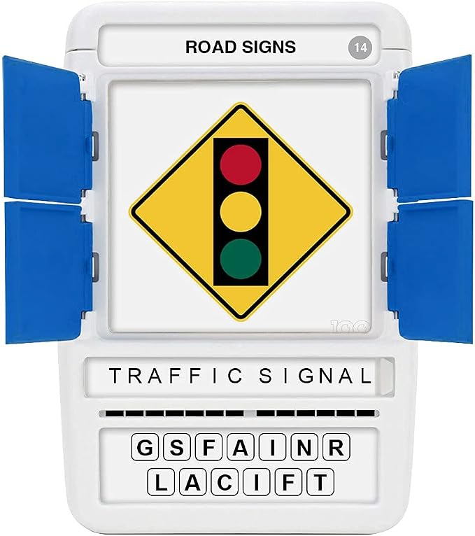 US Road Signs Travel Game - Learn 100 Road Signs | Flash Cards with Slide Reveal Case | Card Game, Gift, Stocking Stuffer | Hours of Fun for Kids and Adults | Ages 6+