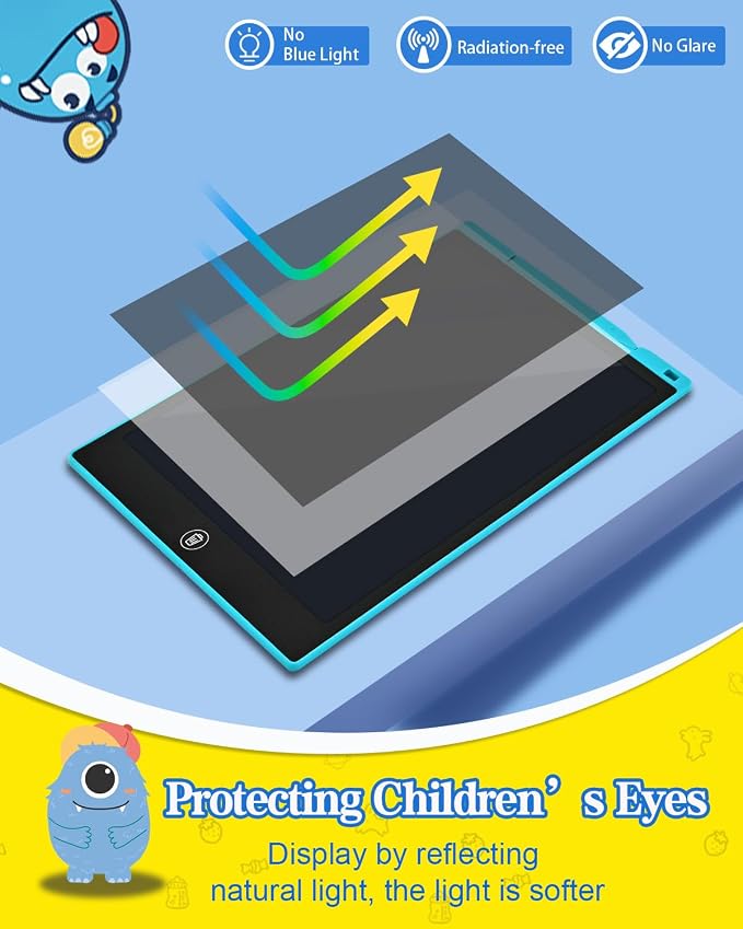 cimetech LCD Writing Tablet, 12 Inch Colorful Drawing Pad for Kids | Toys Gifts for 3-8 Year Old Girls Boys, Christmas Stocking Stuffers Birthday Gifts for Toddler Travel Activities, Blue