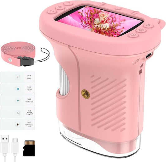 Kids Handheld Digital Microscope 1000X: Science Gift Kit STEM Toy Ages 5-13 | 8GB SD Card for Photo/video, Rechargeable, 2.4" Screen, 8 LEDs, Portable Magnifying Glass Pocket Miniscope for Girls Boys