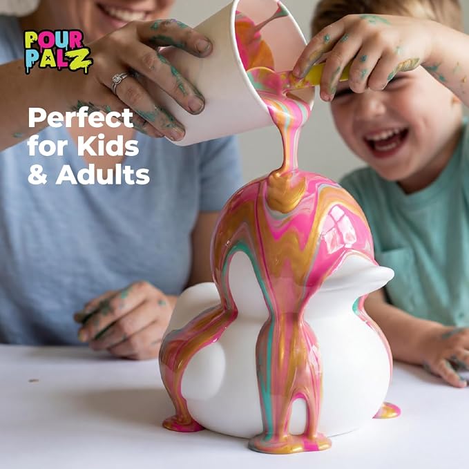 Paint Pour Duck DIY Paint Pouring Art Kit for Kids & Adults, Collectible Duck Figure Craft Set, Paint Your Own DIY Art Activity Kit with Acrylic Paints, Ages 5+, Golden Dream