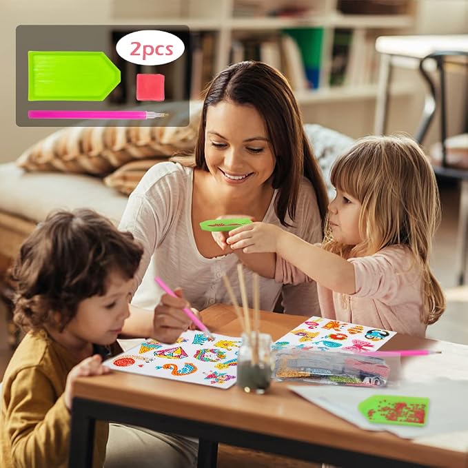 Labeol Diamond Art Kits for Kids Boys and Girls Ages 6-8-10-12 Easy to DIY Creative Diamond Art Sticker Craft by Numbers Kits for Kids and Adult Beginners (Lovely Animal)